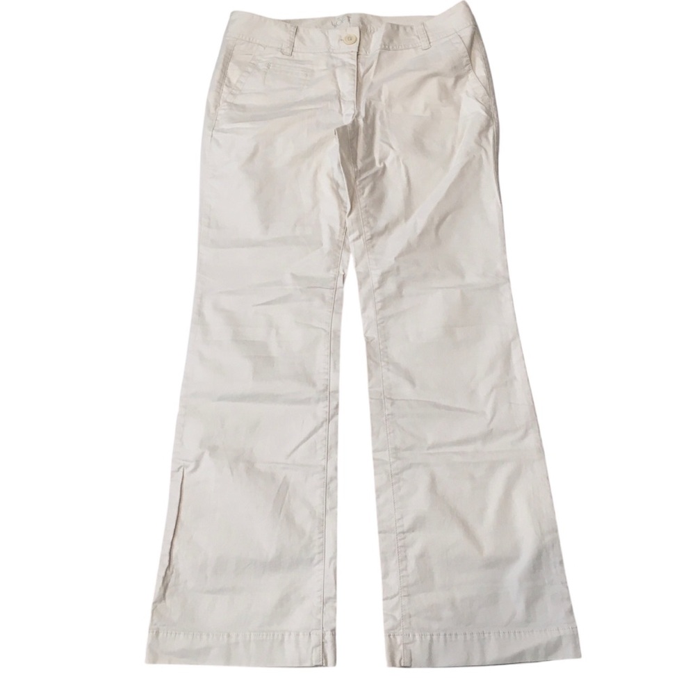 Loft Beige Flared Cotton Casual Comfort Pants 6